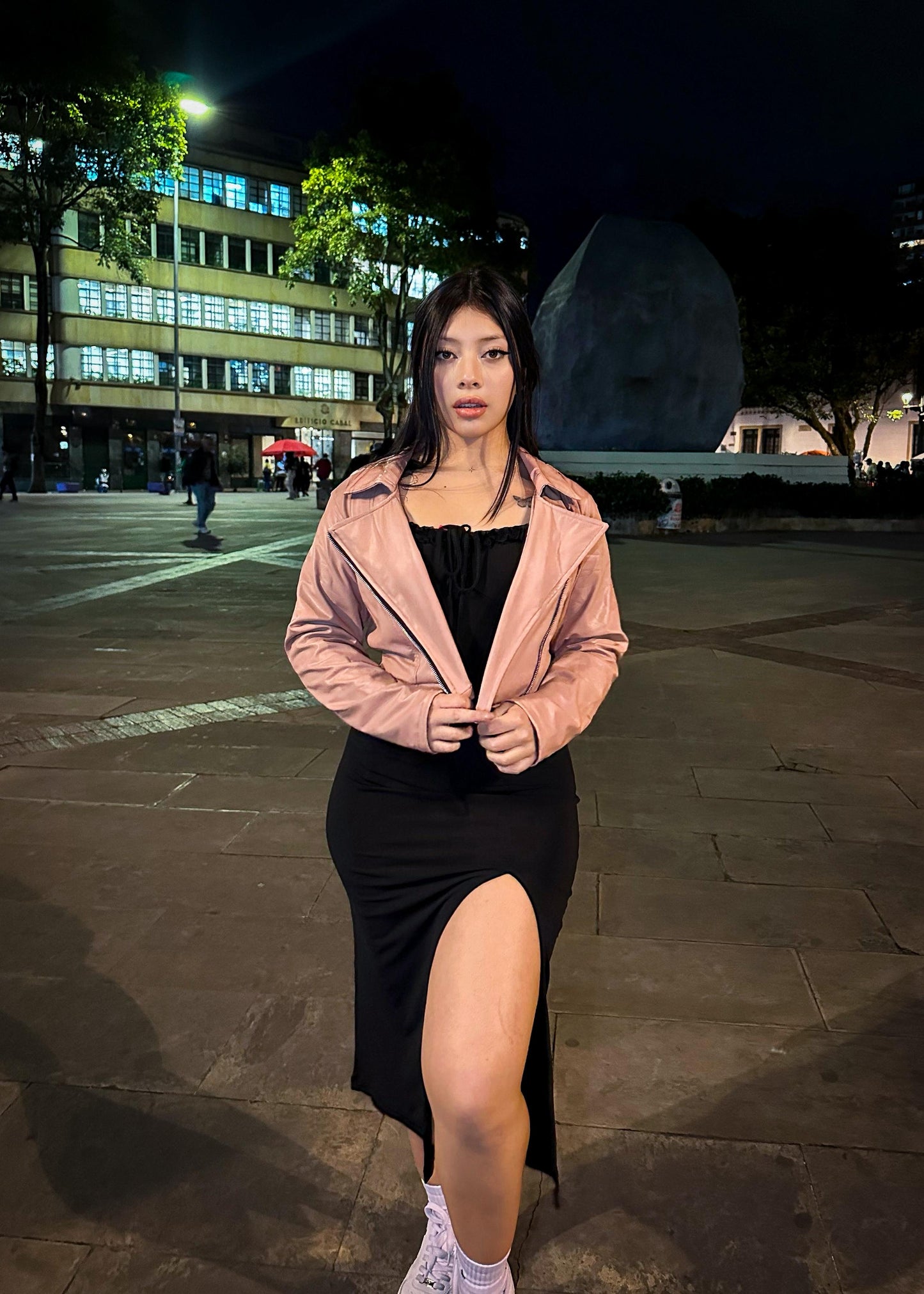 💗VESTIDO LORE+ CHAMARRA CUERINA