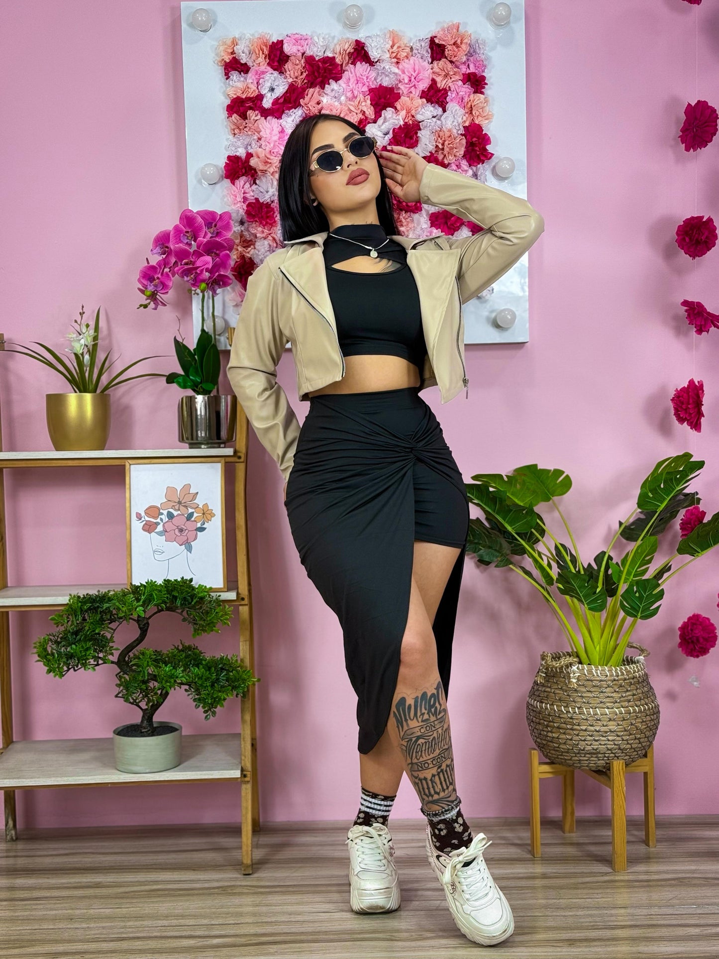 💗 CONJUNTO + CHAQUETA EN CUERINA