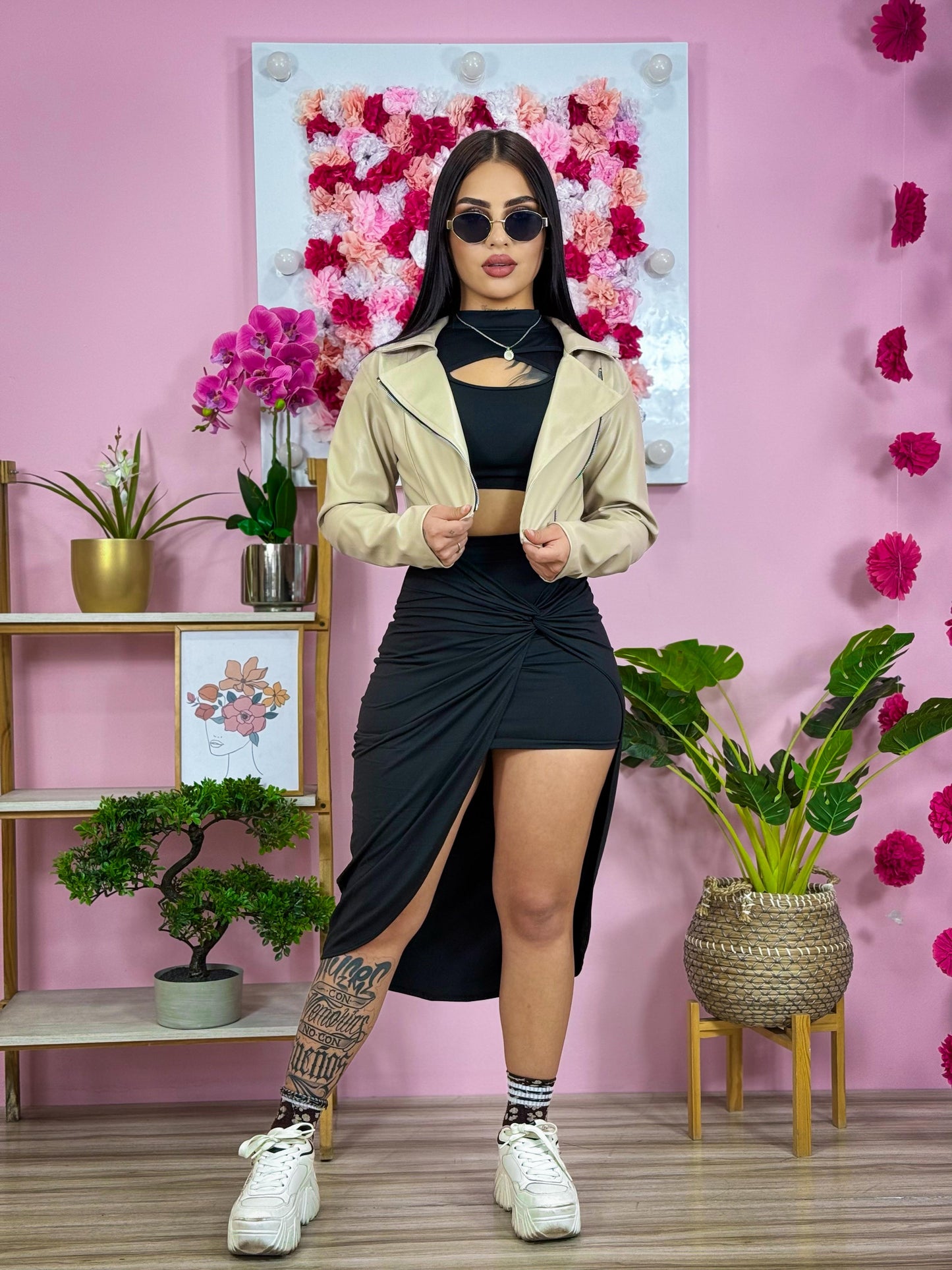 💗 CONJUNTO + CHAQUETA EN CUERINA