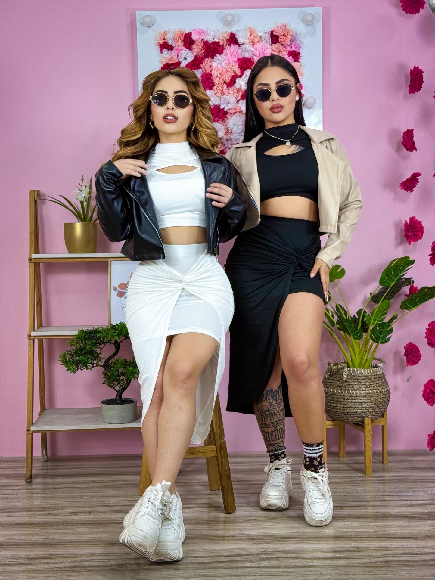 💗 CONJUNTO + CHAQUETA EN CUERINA