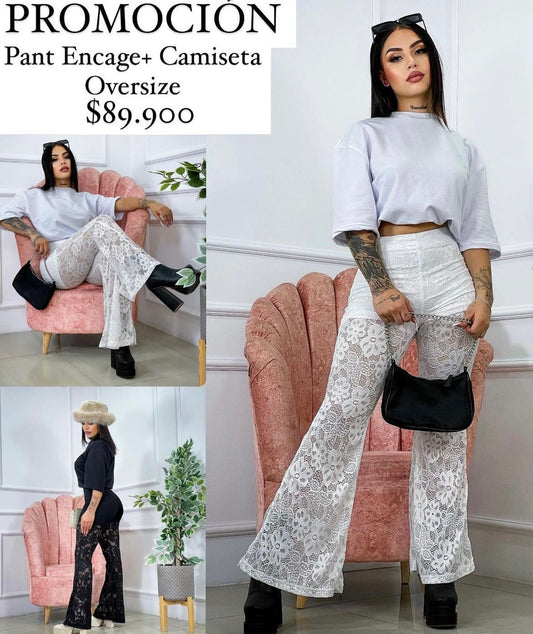 💗 PANTALON ENCAJE +  CAMISETA OVERSIZE