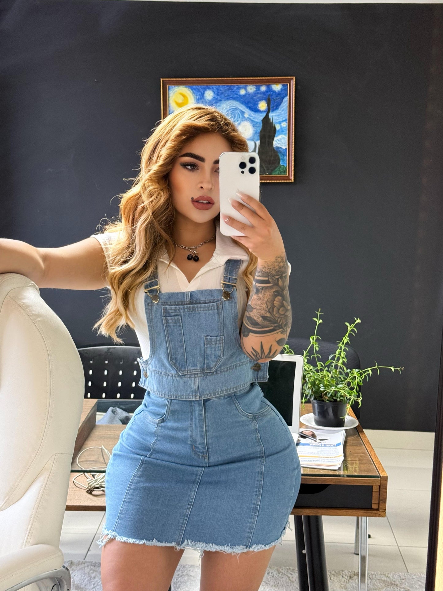 💗FALDA JEAN + PETO JEAN