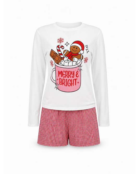 444	.PIJAMA NAVIDEÑA  SHORT DAMA