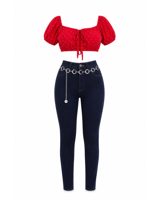 372.SKINNY OCHENTERO + BLUSA