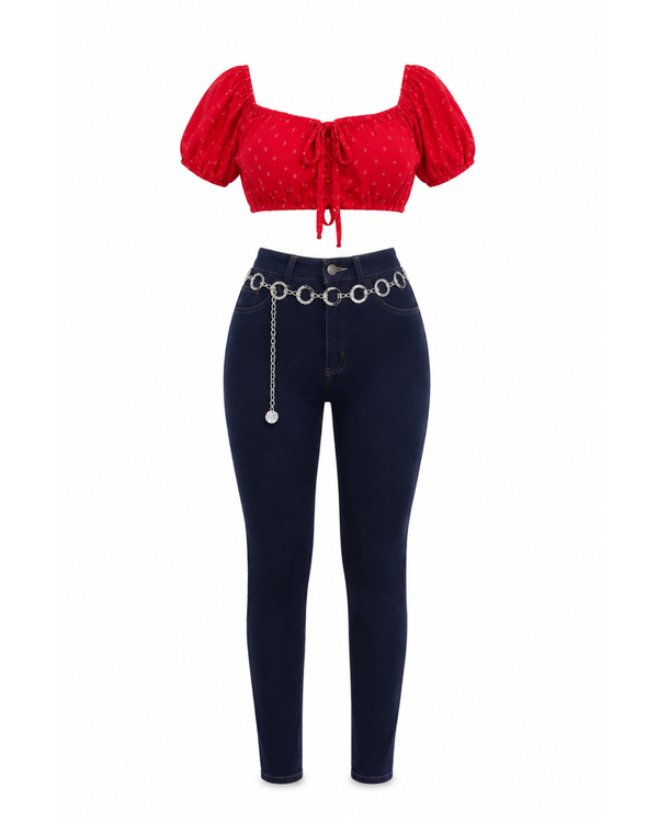 372.SKINNY OCHENTERO + BLUSA
