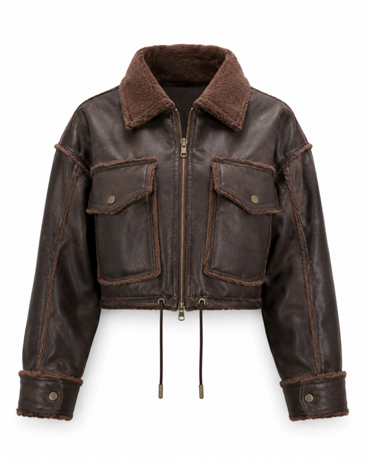 266.CHAQUETA  CUERO PELUCHE
