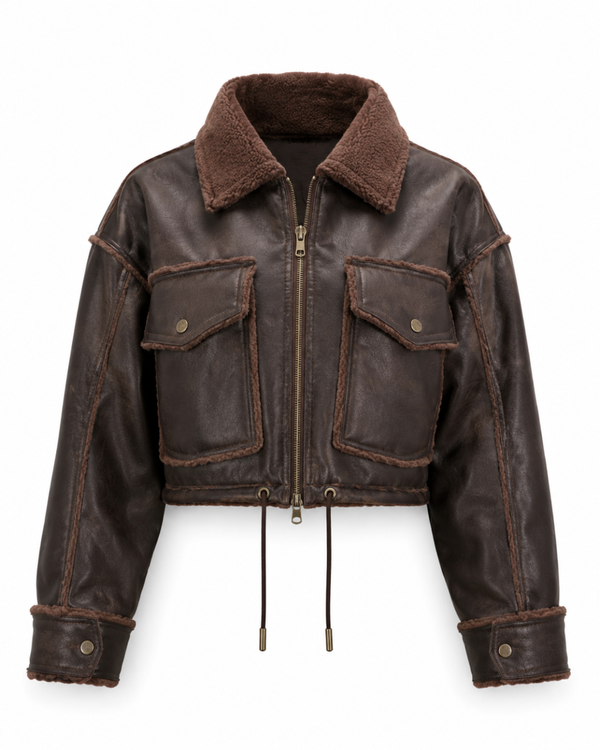266.CHAQUETA  CUERO PELUCHE