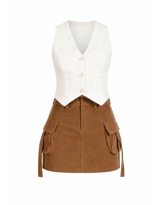 379.FALDA CARGO PANA + CHALECO