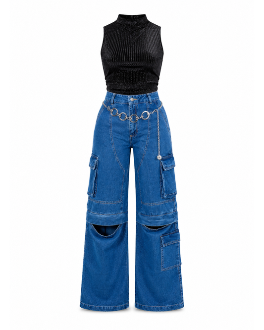 394.JEAN BERLIN+ CROP TOP