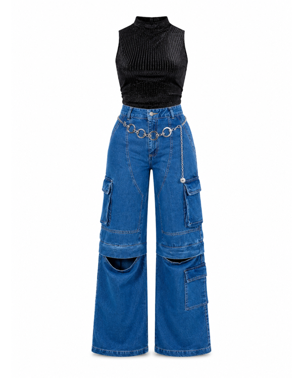 394.JEAN BERLIN+ CROP TOP