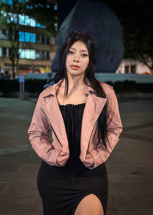 💗VESTIDO LORE+ CHAMARRA CUERINA