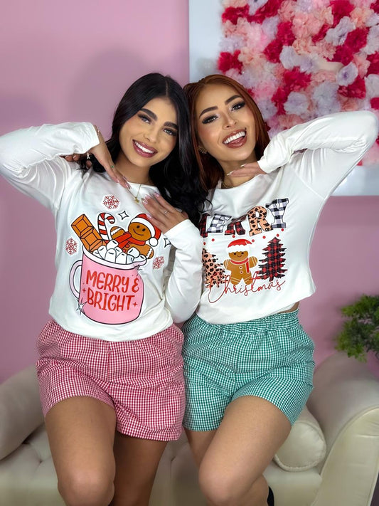 444	.PIJAMA NAVIDEÑA  SHORT DAMA