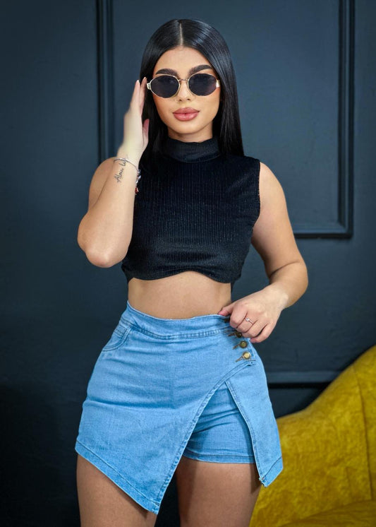 💗 FALDA SHORT + CROP TOP